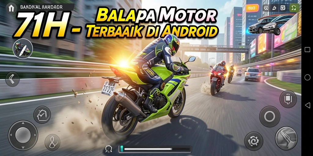 Tampilkan gameplay seru di jalur balapan motor.