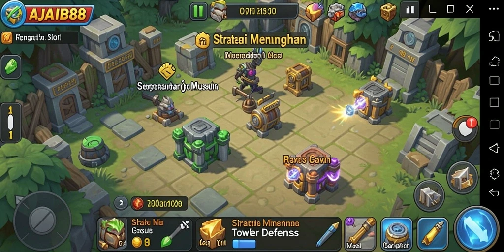 Screenshot AJAIB88 menampilkan aksi seru dalam gameplay Tower Defense.
