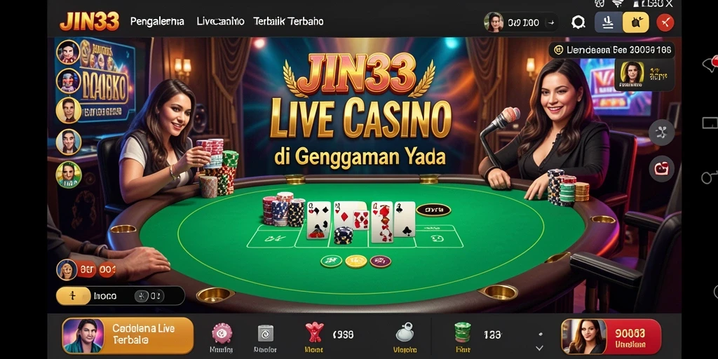 Menampilkan dealer langsung dalam permainan Live Casino JIN33.