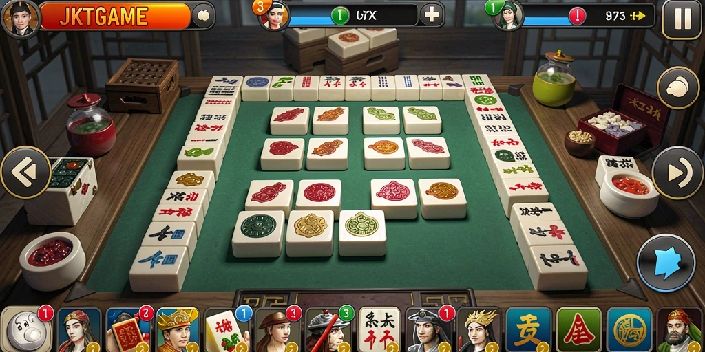 Screenshot gameplay JKTGAME yang menunjukkan aksi seru Mahjong.