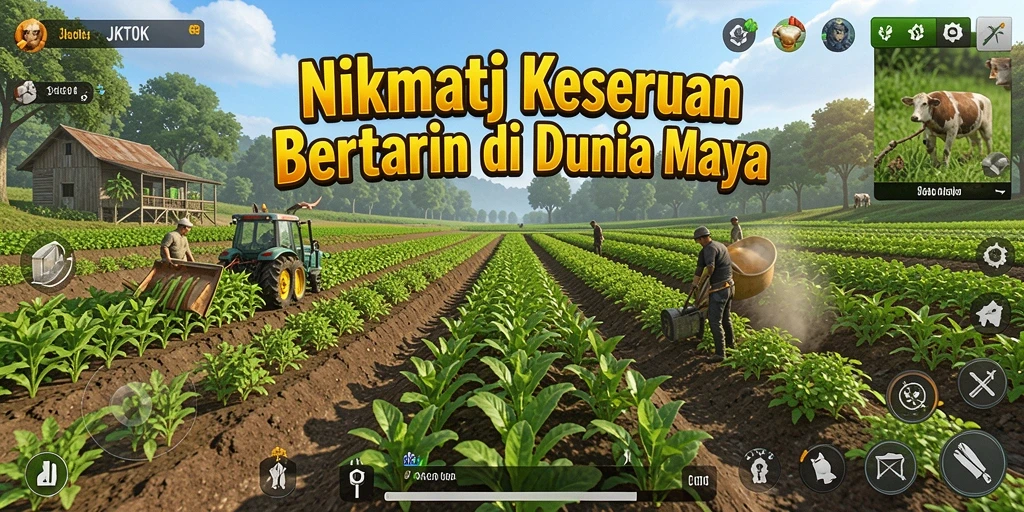 Gambaran gameplay seru JKTOK dengan aktivitas bertani yang menyenangkan.
