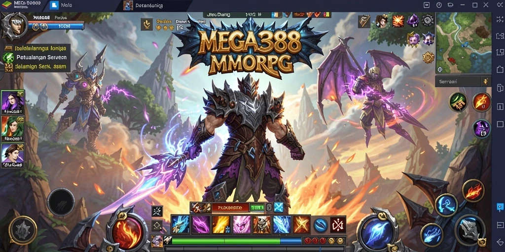 Tangkapan layar <strong>MEGA388</strong> menampilkan aksi seru dalam pertempuran MMORPG.