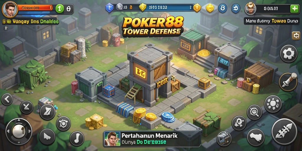 Screenshot POKER88 menampilkan aksi strategis di Tower Defense.
