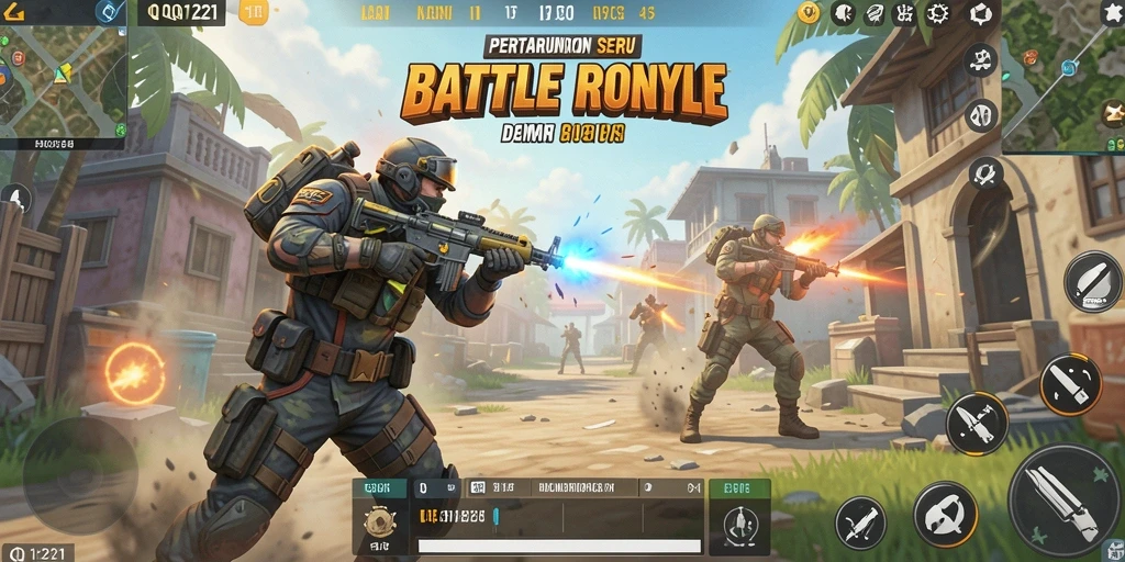 Tangkapan layar menunjukkan aksi mendebarkan dalam gameplay Battle Royale.