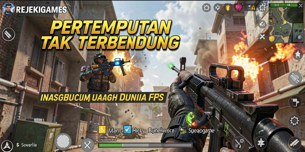 Screenshot menunjukkan intense gameplay dari REJEKIGAMES dalam kategori FPS.