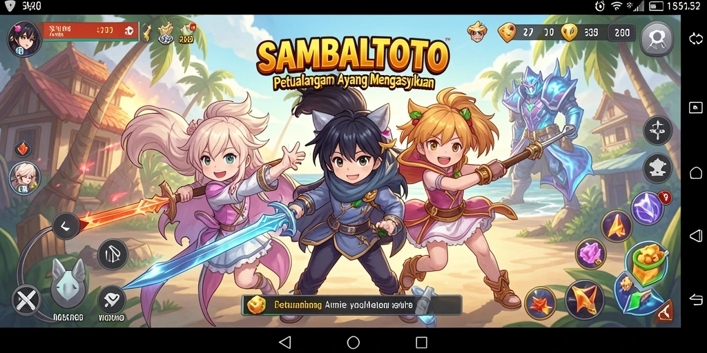 Tangkapan layar gameplay <strong>SAMBALTOTO</strong> yang menampilkan pertarungan seru antara karakter anime.
