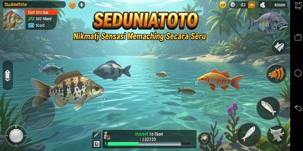 Tampilan gameplay seru dalam SEDUNIATOTO saat menembak ikan.