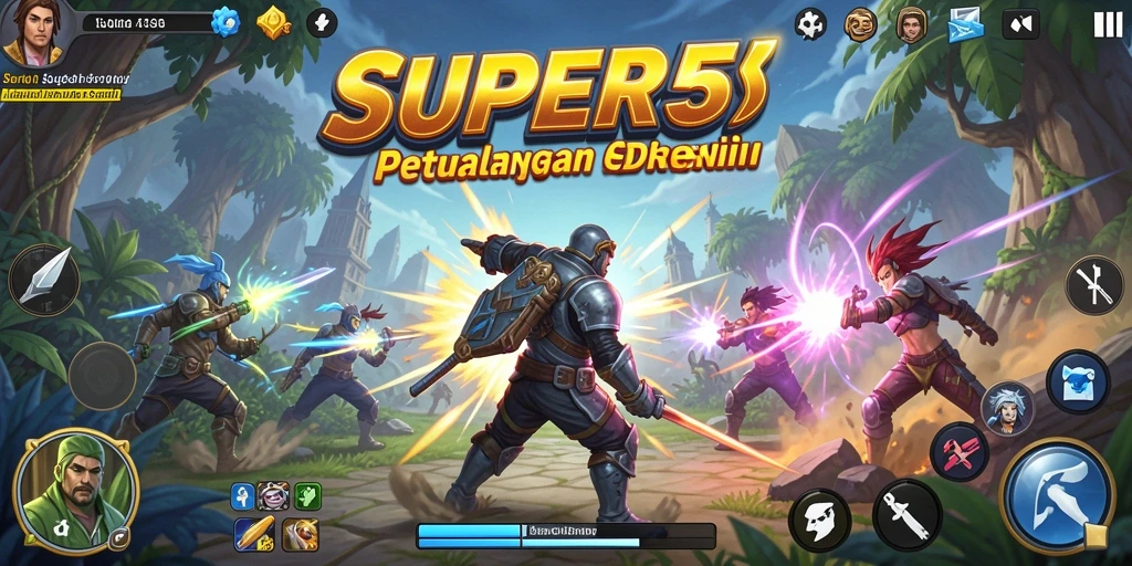 Screenshot SUPER5 menampilkan aksi petualangan yang seru dan mendebarkan.