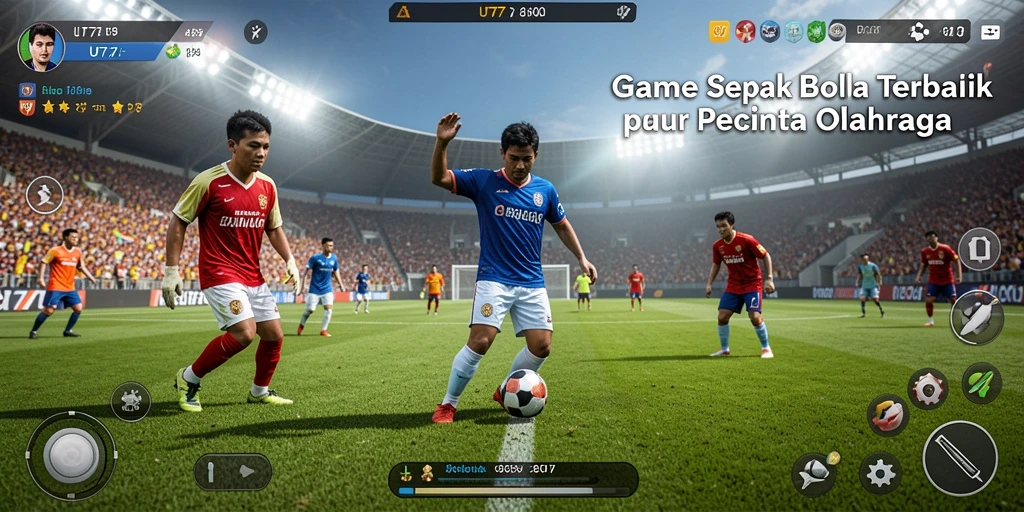 Screenshot UT77 menampilkan aksi seru dalam pertandingan sepak bola.