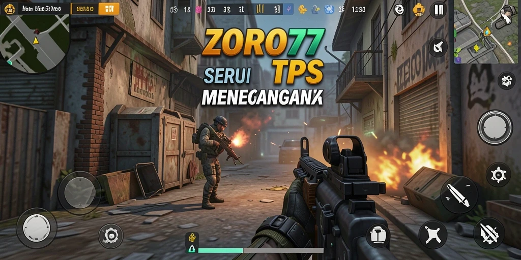 Screenshot ZORO77 menampilkan aksi tembak-menembak yang mendebarkan.